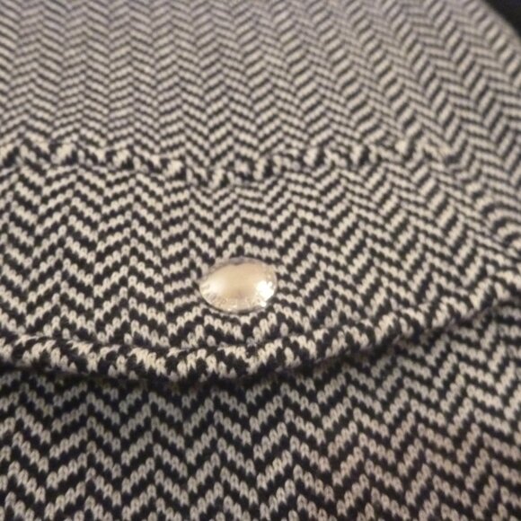 Lauren Women M Herringbone Black White Sweater Cardigan Zip Ribbed Colorblock - Picture 10 of 16